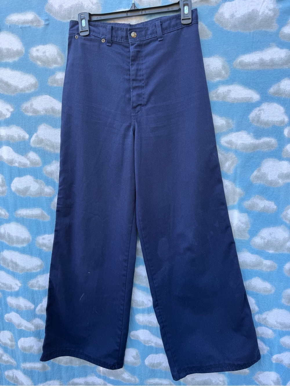 Vintage 70s San Francisco High Waist Wide Leg Buckle Back Pants Dark Wash